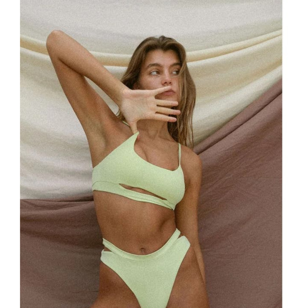 Free People Toast Swim Signature Cut-Out Bikini Bottom, Paradise Green, size XS